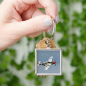 P-51D Mustang jager met D-Day markeringen vliegend Sleutelhanger (Hand)