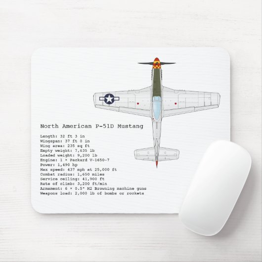 P-51D Mustang mousepad Muismat (Met muis)