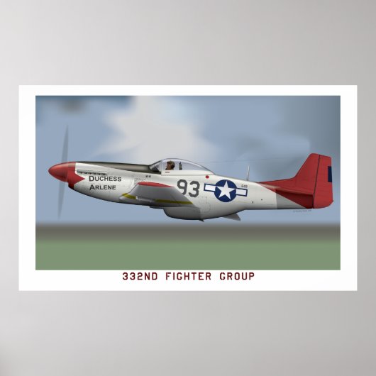 P-51D Mustang van de Tuskegee Airmen (332e FG) Poster (Voorkant)