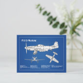 P-51D Mustang - Vliegtuigblauwdruk ABD Briefkaart (Staand voorkant)