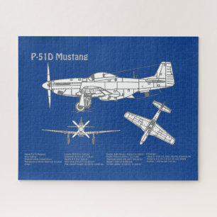 P-51D Mustang - Vliegtuigblauwdruk ABD Legpuzzel