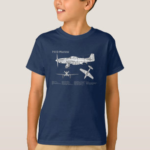 P-51D Mustang - Vliegtuigblauwdruk ABD T-shirt