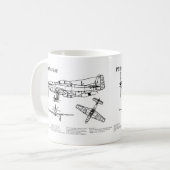 P-51D Mustang - Vliegtuigblauwdruk BD Koffiemok (Voorkant links)