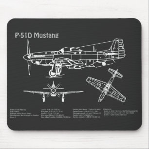 P-51D Mustang - Vliegtuigblauwdruk PD Muismat