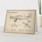 P-51D Mustang - Vliegtuigblauwdruk SD Bedankkaart (Voorkant)