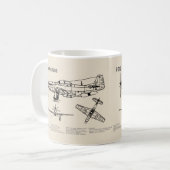 P-51D Mustang - Vliegtuigblauwdruk SD Koffiemok (Voorkant links)