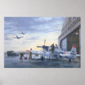P-51's on Runway Alert poster 24"x36 (Voorkant)