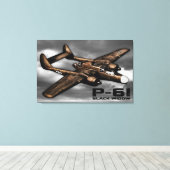 P-61 zwarte weduwe canvas afdruk (Insitu (Houten vloer))