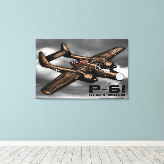 P-61 zwarte weduwe canvas afdruk (Insitu (Houten vloer))