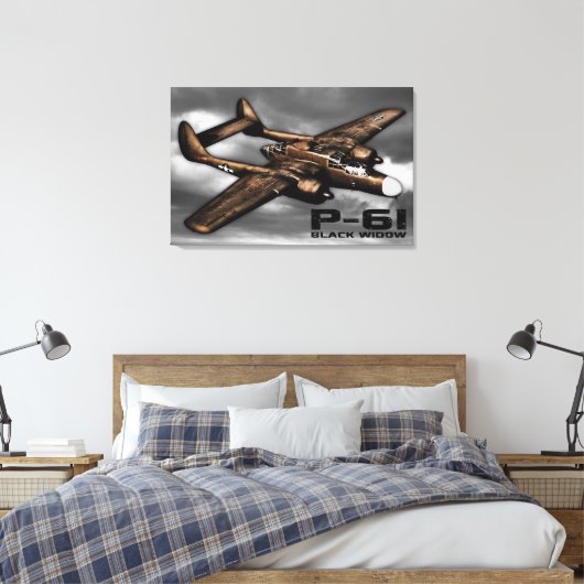 P-61 zwarte weduwe canvas afdruk (Insitu (Slaapkamer))