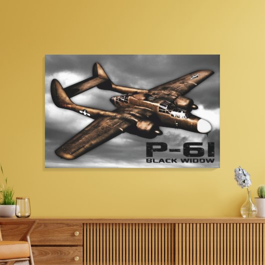 P-61 zwarte weduwe canvas afdruk (Insitu (Woonkamer))