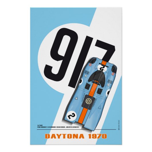 P 917 Rodriguez-Kinnunen Blue Daytona 1970 Perfect Poster (Voorkant)