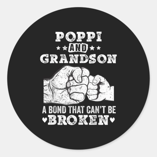 P And Grandson A Bond That Cant Be Broken Grandpa Ronde Sticker (Voorkant)