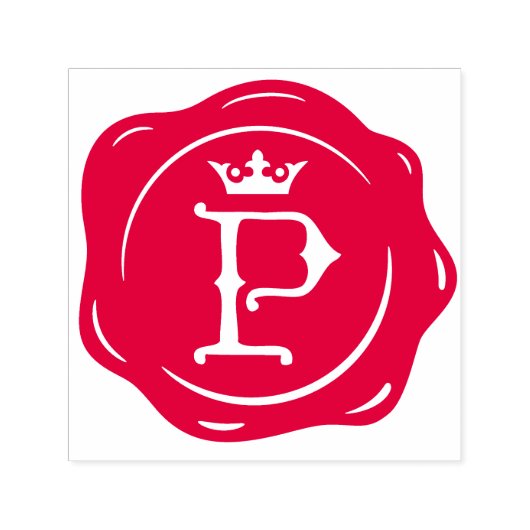 P - Antiek Wax Seal Gotische Kroon Initiaal Letter Zelfinktende Stempel (Design)