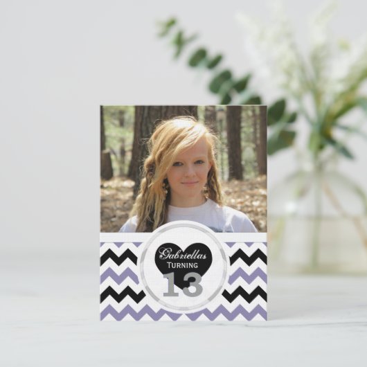 P & B Chevron Pattern 13th Birthday Invitation Kaart (Staand voorkant)