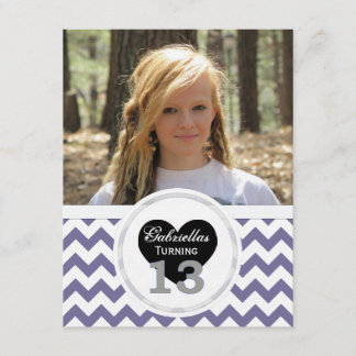 P & B Chevron Pattern 13th Birthday Invitation Kaart