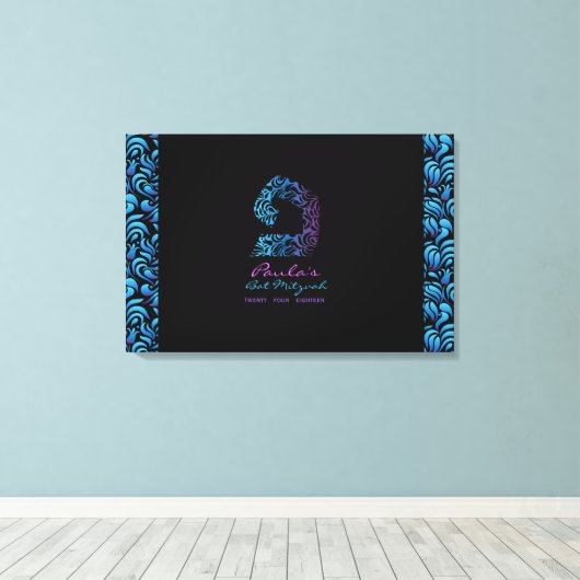 P Betaal Hebreeuwse Letter Bat Mitzvah Inlogbord Canvas Afdruk (Insitu (Houten vloer))