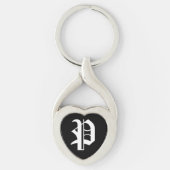 "P" Black Heart Keychain (Voorkant)