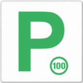 P Bord 100 Witte / Groene Sticker (Voorkant)