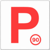 P Bord 90 Wit/Rode Sticker (Voorkant)