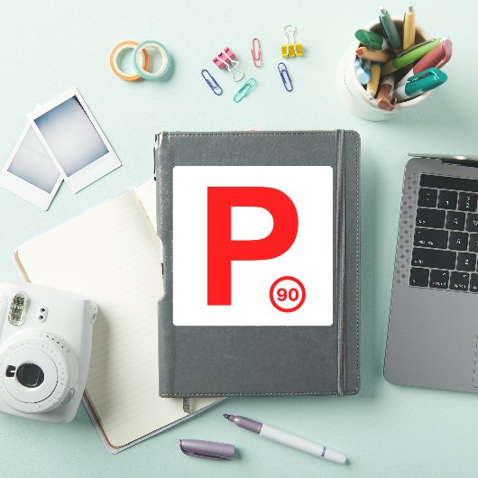 P Bord 90 Wit/Rode Sticker (iPad Cover)