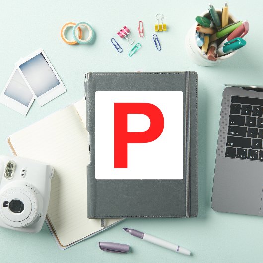 P Bord wit / rode Sticker (iPad Cover)