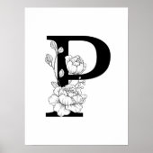 P botanisch monogram. Letter-initiaal met pinda's Poster (Voorkant)