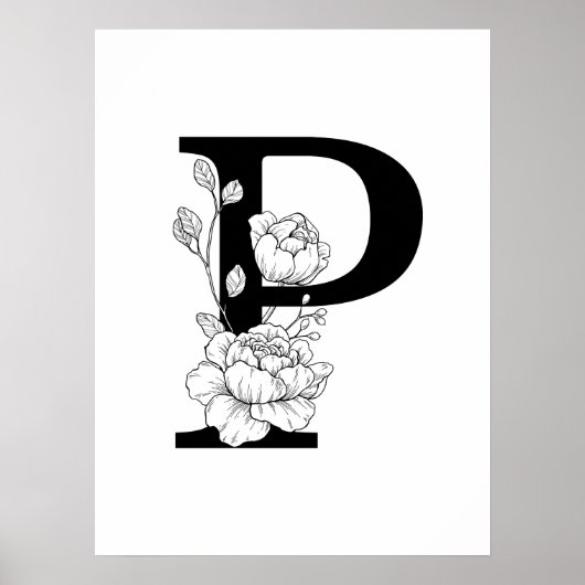 P botanisch monogram. Letter-initiaal met pinda's Poster (Voorkant)