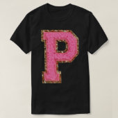 P - Bubblegum Glitter Varsity Letter Patches Stick T-shirt (Design voorkant)