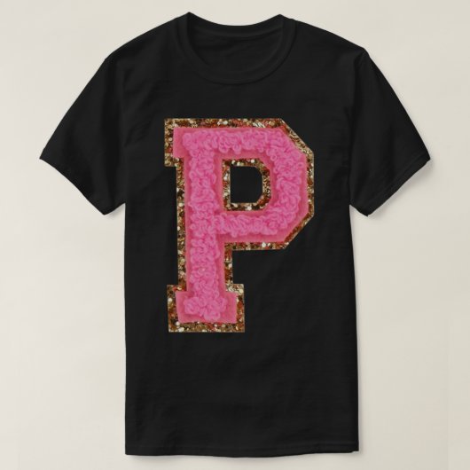 P - Bubblegum Glitter Varsity Letter Patches Stick T-shirt (Design voorkant)