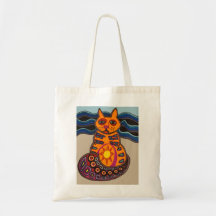P-Cat-So op het strand kat-canvas tas volkskunst
