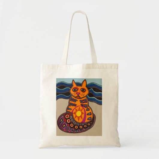 P-Cat-So op het strand kat-canvas tas volkskunst (Voorkant)