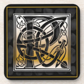 "P" Celtic Black Stone Monogram Onderzetters (Voorkant)
