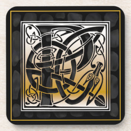 "P" Celtic Black Stone Monogram Onderzetters