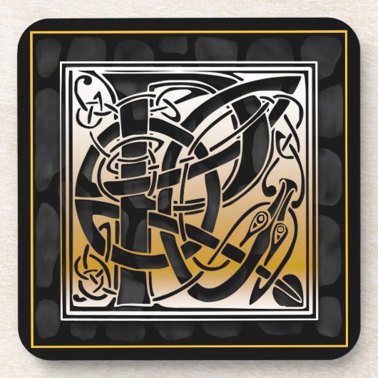 "P" Celtic Black Stone Monogram Onderzetters (Voorkant)