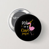 P De Champagne Het is nieuwjaar! Grappige Flamingo Ronde Button 5,7 Cm (Voorkant /achterkant)