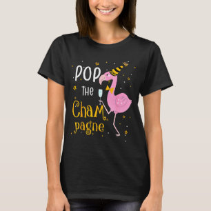 P De Champagne Het is Nieuwjaar! Grappige Flamingo T-shirt