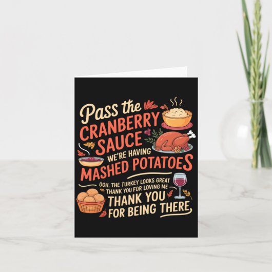 P De Cranberry-saus Funny Thanksgiving Lange Mouwe Kaart (Voorkant)