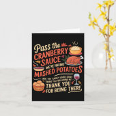 P De Cranberry-saus Funny Thanksgiving Lange Mouwe Kaart (Gele Bloem)