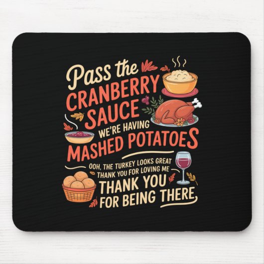P De Cranberry-saus Grappige Thanksgiving Lange Mo Muismat (Voorkant)