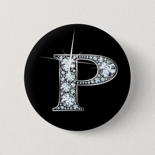 "P" Diamond Bling Button (Voorkant)