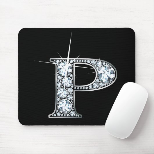 "P" Diamond Bling Mousepad Muismat (Met muis)