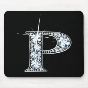 "P" Diamond Bling Mousepad Muismat