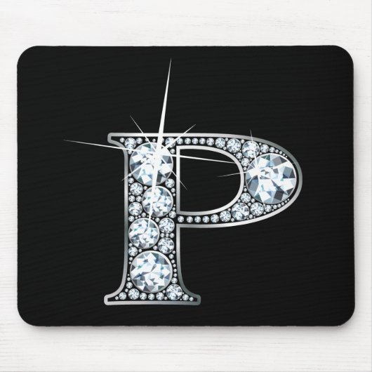"P" Diamond Bling Mousepad Muismat (Voorkant)