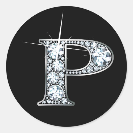 "P" Diamond Bling Sticker (Voorkant)