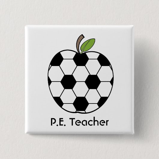 P.E. Leerleraar Voetbal Apple Button (Voorkant)