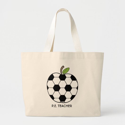 P.E. Leertas - Voetbal Apple Grote Tote Bag (Voorkant)