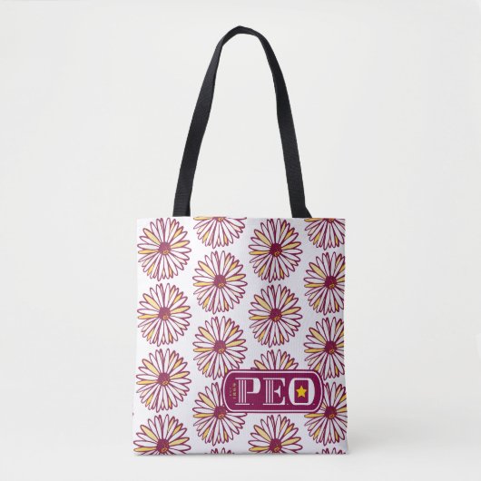 P.E.O. Marguerite Daisy-overdruk Tote Bag (Voorkant)