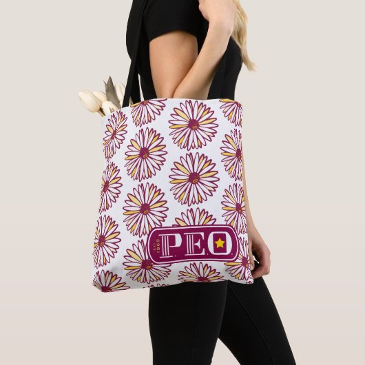 P.E.O. Marguerite Daisy-overdruk Tote Bag (Dichtbij)