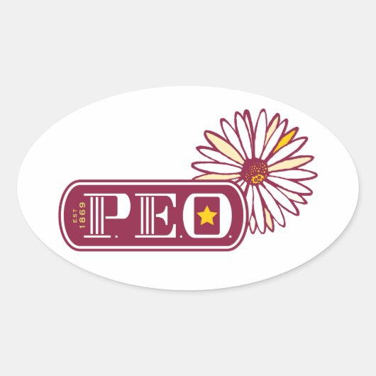 P.E.O. OVALE STICKER (Voorkant)